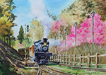 Dueigaoyue Station With Sakura Blossoms painted by Lai Ying Tse